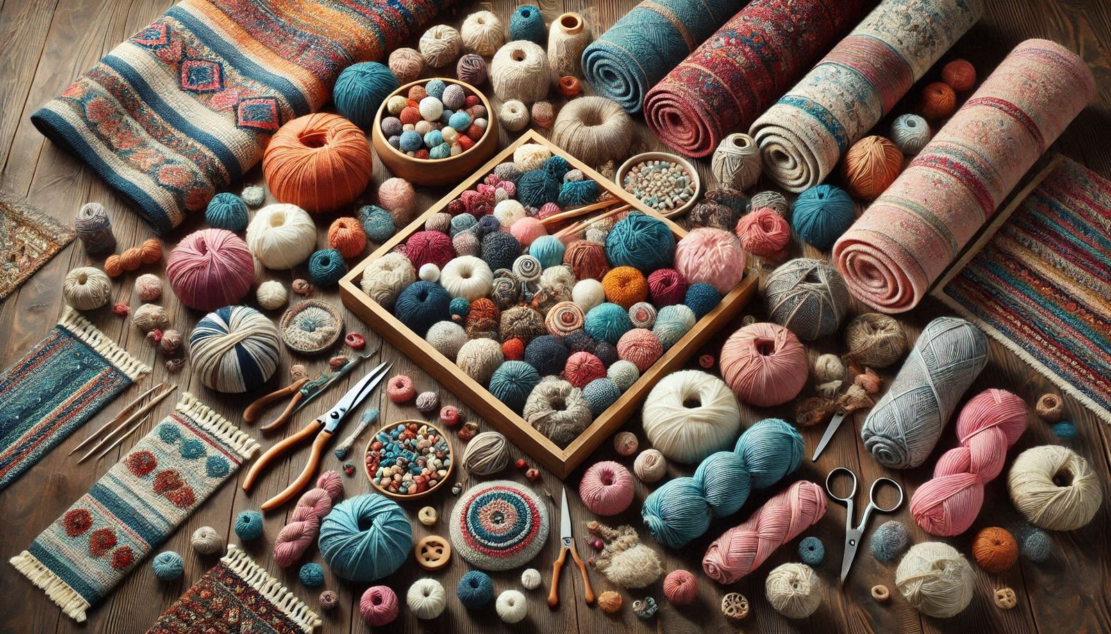 Tappeti di vari materiali, evidenziando texture e colori, ideali per arredare e personalizzare gli spazi interni.