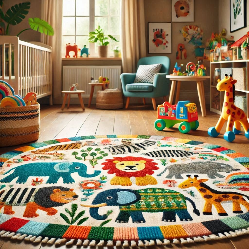 Tappeto elegante per bambini, ideale per decorare e rendere accogliente lo spazio gioco dei più piccoli.