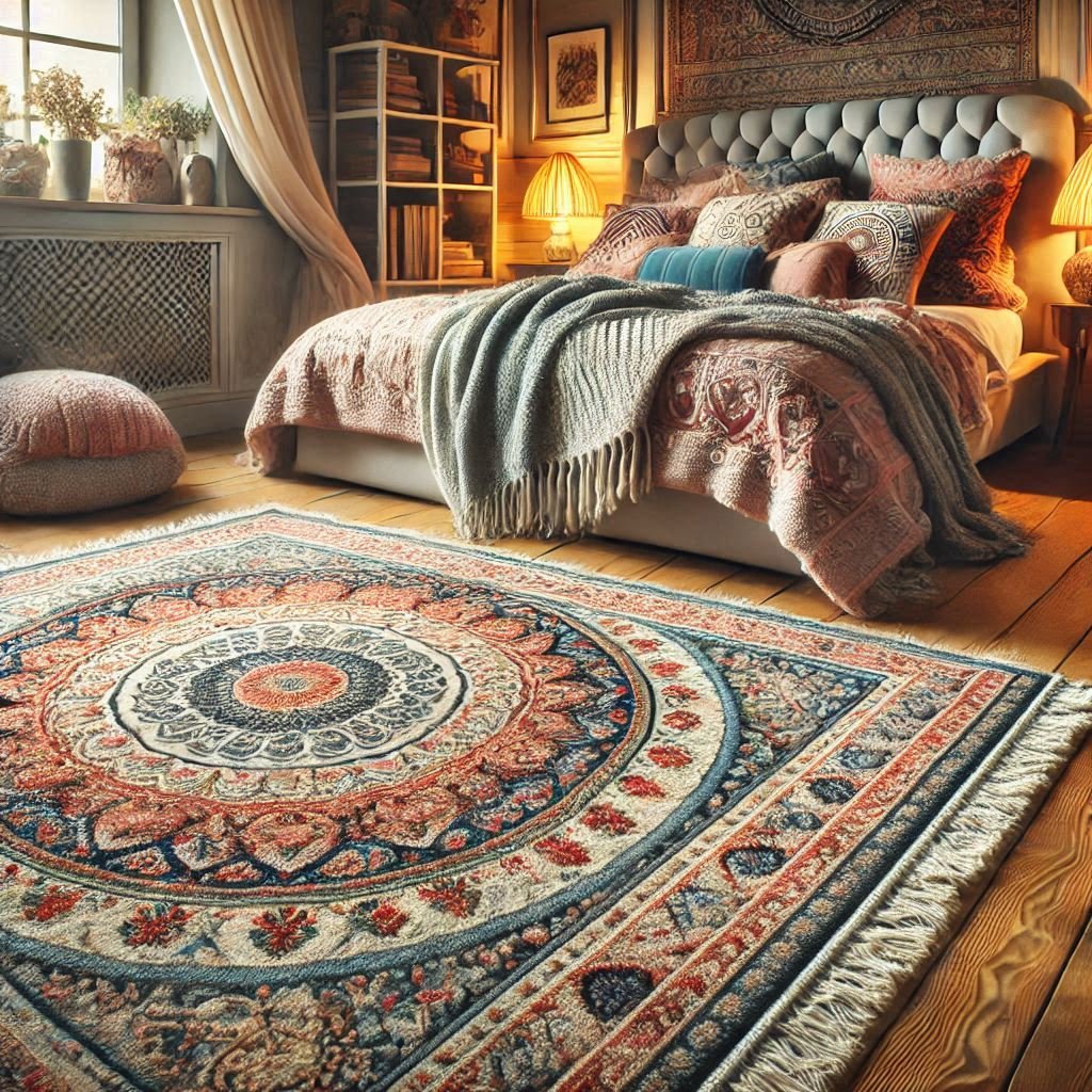 Tappeto raffinato per camera da letto, ideale per arricchire lo spazio con eleganza e comfort, perfetto per ogni arredamento.