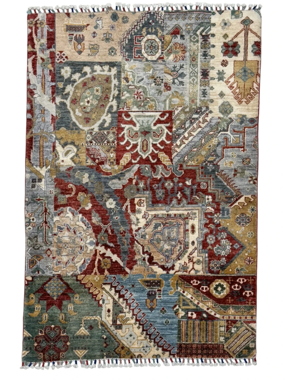 A vibrant Kazak Extra rug featuring intricate tribal designs in a range of colors, enhancing any space with its artistic flair.