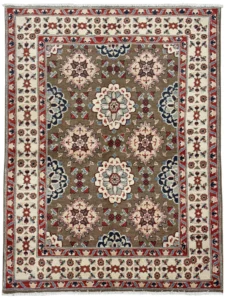 Elegant Kazak Royal carpet, 166x120 cm, adorned with traditional patterns and bright colors, suitable for various room settings.