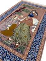 Tappeto Isfahan, misure 160x110 cm, realizzato a mano in Iran, presenta motivi complessi e colori ricchi.