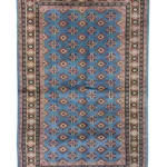 Tappeto Bukhara Geometrico Blu Artigianale 194x126 cm