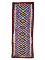 Tappeto Kilim Etnico Lana 193x76 cm Geometrie Vivaci