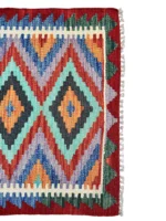 Tappeto Kilim Etnico Lana 193x76 cm Geometrie Vivaci - immagine 3