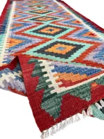 Tappeto Kilim Etnico Lana 193x76 cm Geometrie Vivaci - immagine 2