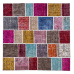 Tappeto Patchwork Colorato 200x200 cm Handmade