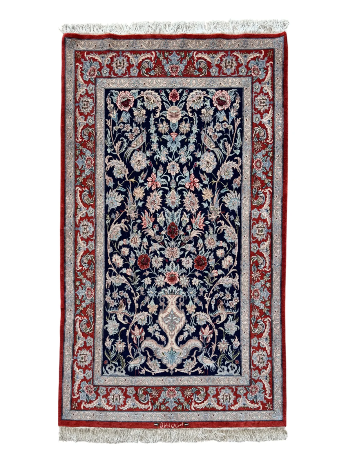 Tappeto Persiano Isfahan Seta Blu 177x103 cm - immagine 1