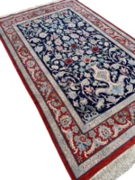 Tappeto Persiano Isfahan Seta Blu 177x103 cm - immagine 6