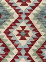 Tappeto Kilim Rettangolare 109x80 cm in Lana – Motivi Geometrici Rossi - immagine 3