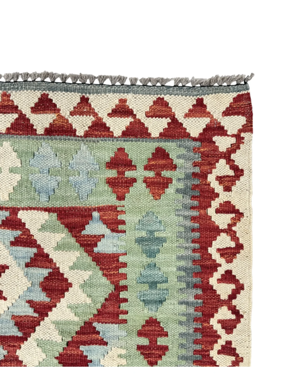 Tappeto Kilim Rettangolare 109x80 cm in Lana – Motivi Geometrici Rossi - immagine 2