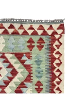 Tappeto Kilim Rettangolare 109x80 cm in Lana – Motivi Geometrici Rossi - immagine 2
