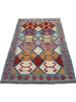 Tappeto Kilim Rettangolare 146x102 cm in Lana – Motivo Geometrico Colorato - immagine 7