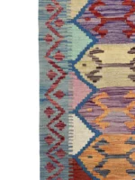 Tappeto Kilim Rettangolare 146x102 cm in Lana – Motivo Geometrico Colorato - immagine 2