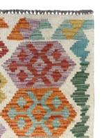 Tappeto Kilim Geometrico Multicolore 148x100 cm – Design Artigianale con Frange Grigie – Stile Tradizionale Persiano - immagine 4