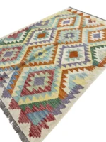Tappeto Kilim Rettangolare 149x102 cm Motivo Geometrico Multicolore - immagine 4