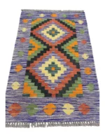 Tappeto Kilim Rettangolare 91x60 cm in Lana Annodato a Mano Multicolore - immagine 6