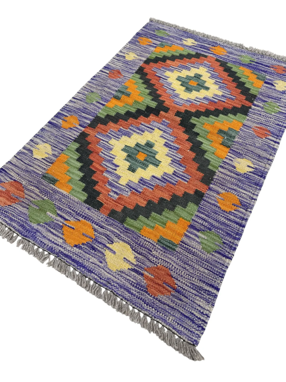 Tappeto Kilim Rettangolare 91x60 cm in Lana Annodato a Mano Multicolore - immagine 5