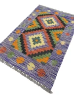 Tappeto Kilim Rettangolare 91x60 cm in Lana Annodato a Mano Multicolore - immagine 5