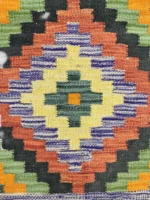 Tappeto Kilim Rettangolare 91x60 cm in Lana Annodato a Mano Multicolore - immagine 4