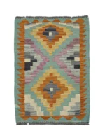Tappeto Kilim Rettangolare 91x60 cm in Lana – Design Geometrico Artigianale