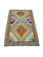 Tappeto Kilim Rettangolare 91x60 cm in Lana – Design Geometrico Artigianale - immagine 3