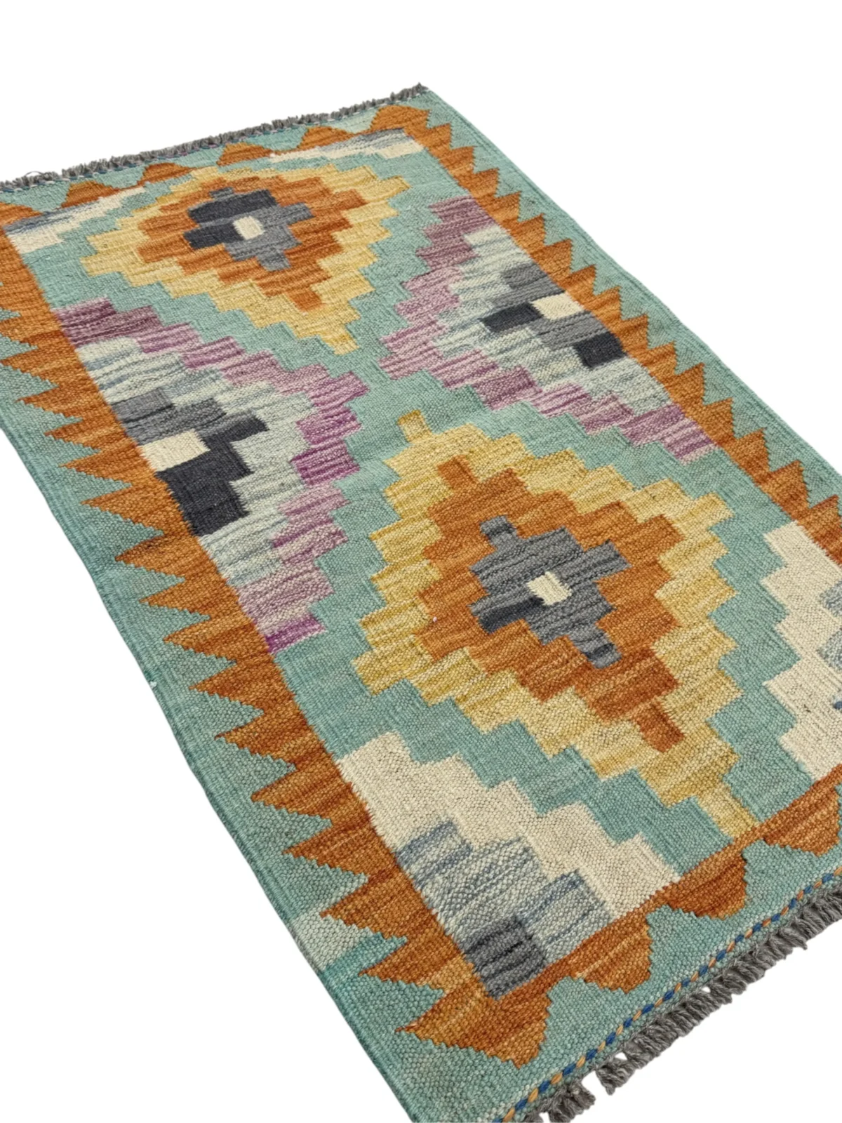 Tappeto Kilim Rettangolare 91x60 cm in Lana – Design Geometrico Artigianale - immagine 2