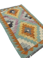 Tappeto Kilim Rettangolare 91x60 cm in Lana – Design Geometrico Artigianale - immagine 2