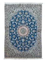 Tappeto Nain persiano 167x112 cm azzurro motivi floreali