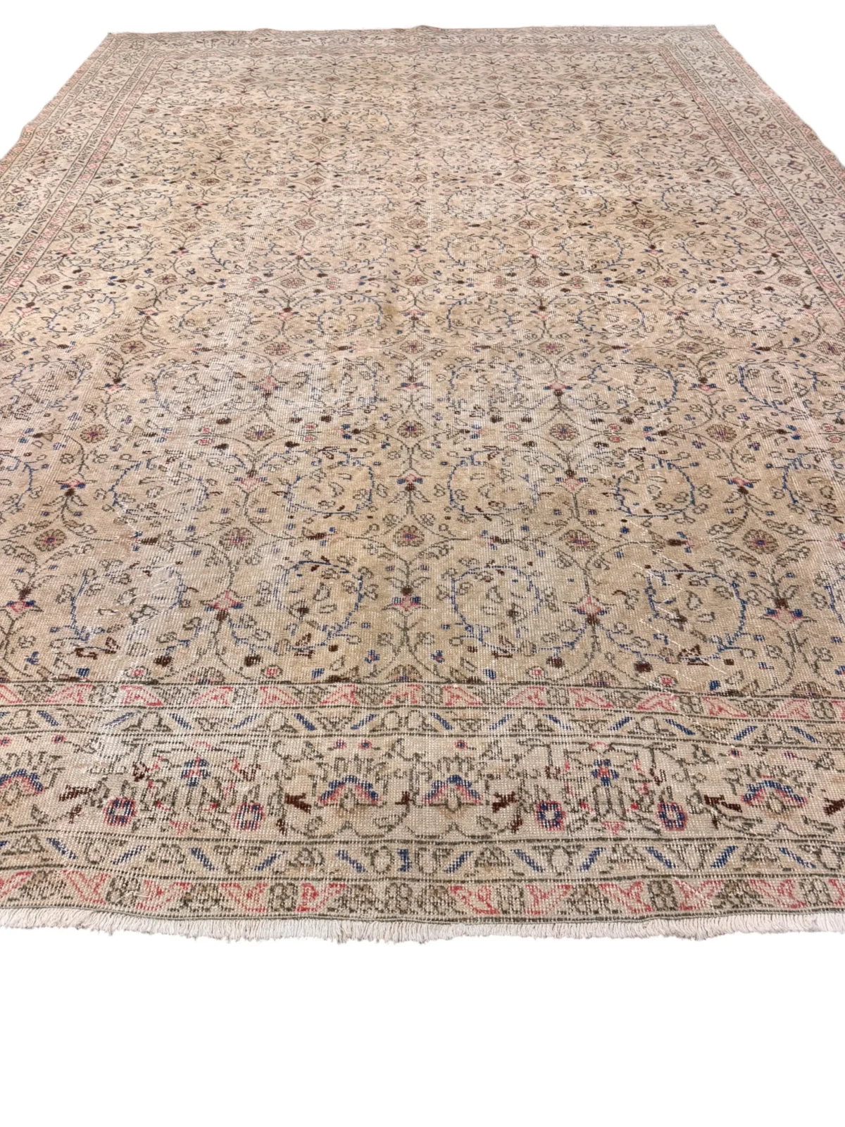 Tappeto Vintage Antico Beige con Motivi Floreali 342x244 cm - immagine 7