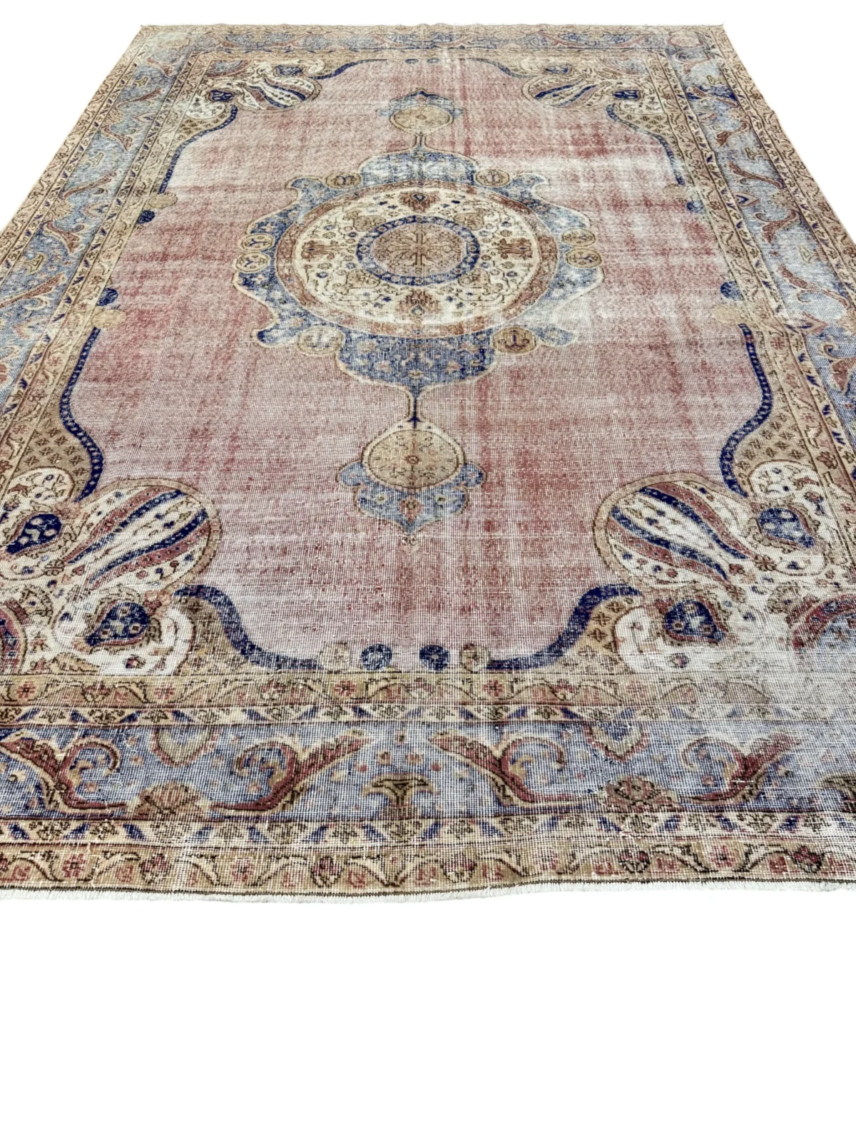 Tappeto Vintage Rilevo 355x241 cm Rosa e Beige - immagine 8