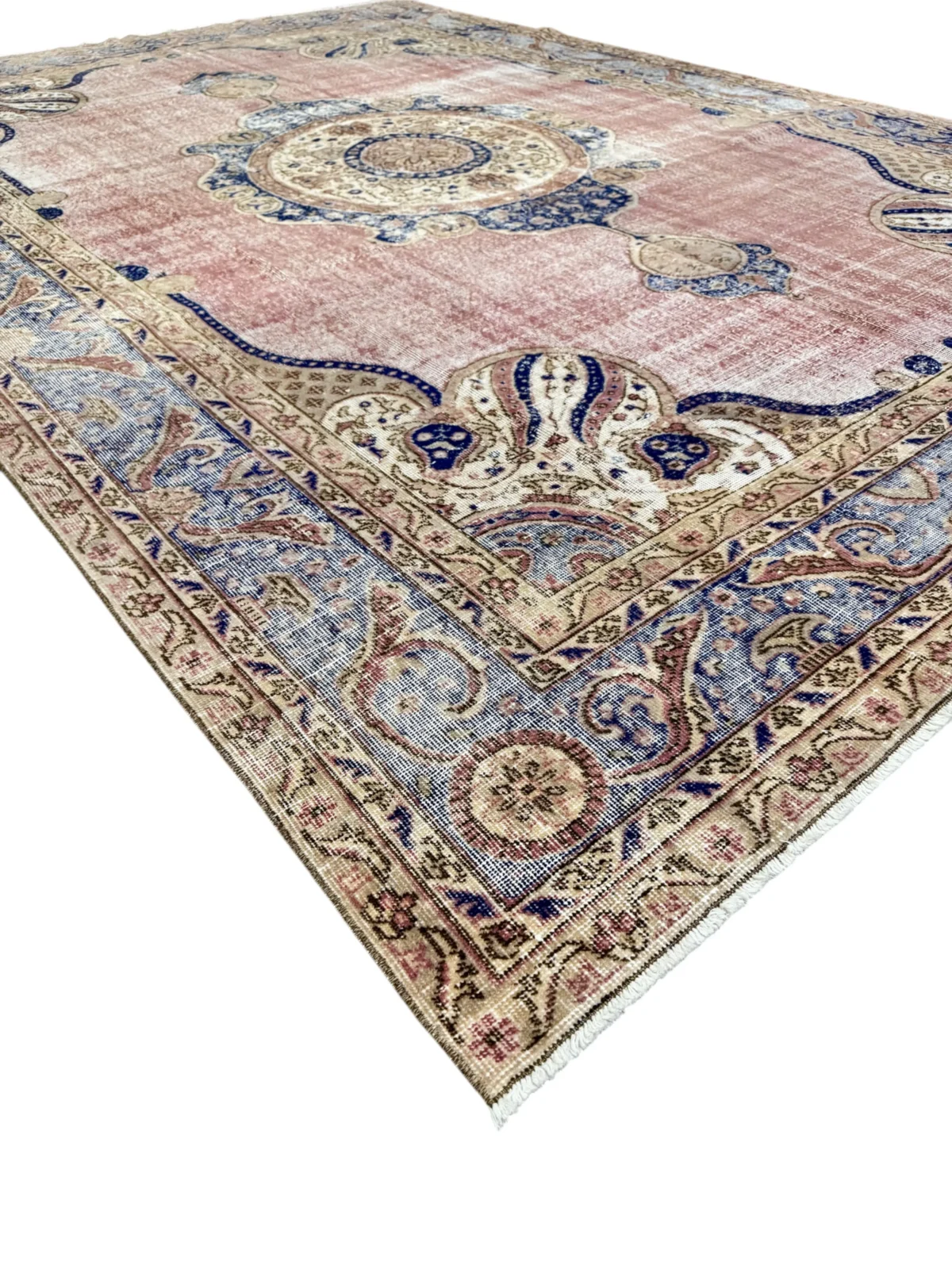 Tappeto Vintage Rilevo 355x241 cm Rosa e Beige - immagine 7