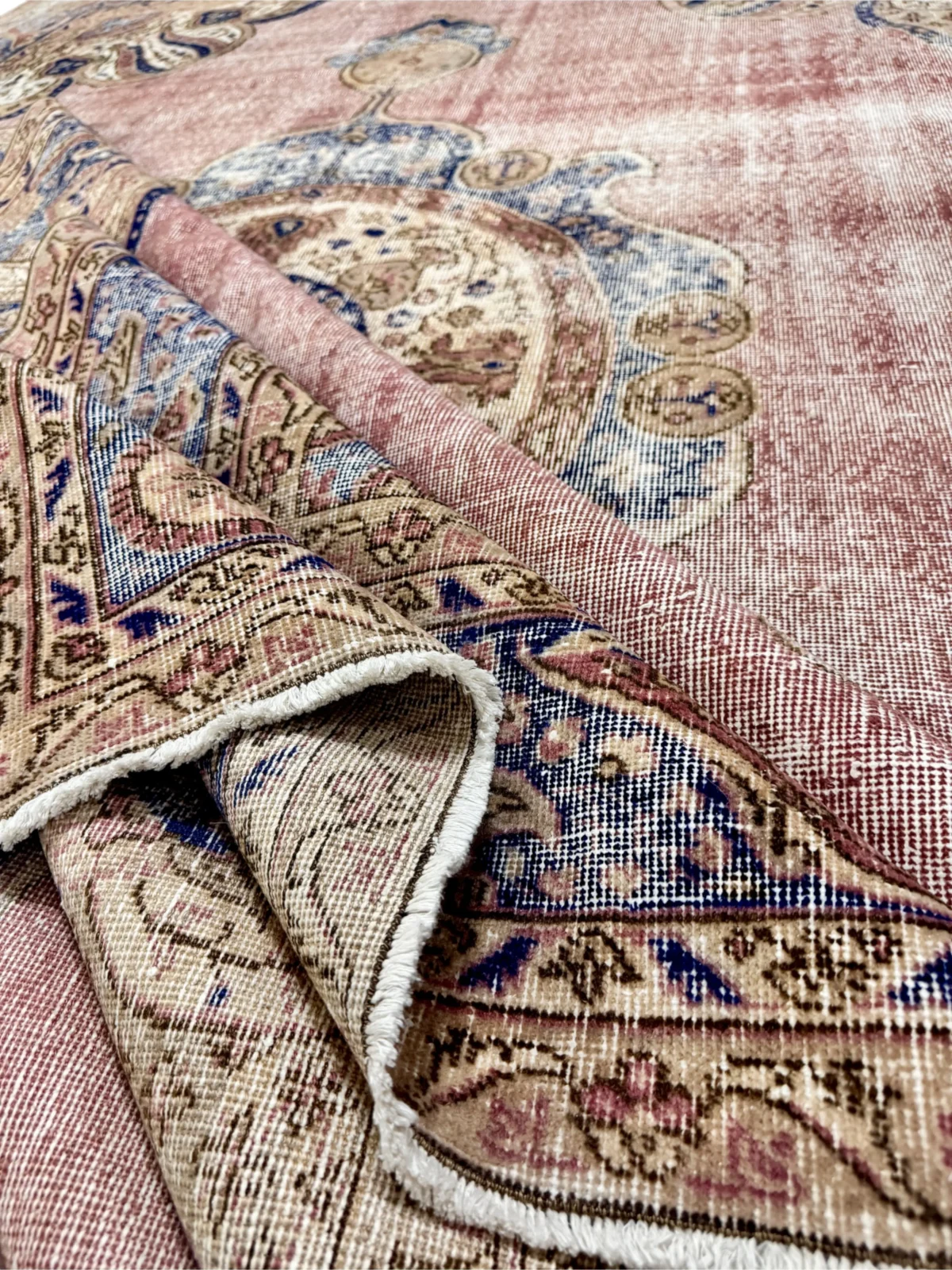 Tappeto Vintage Rilevo 355x241 cm Rosa e Beige - immagine 3
