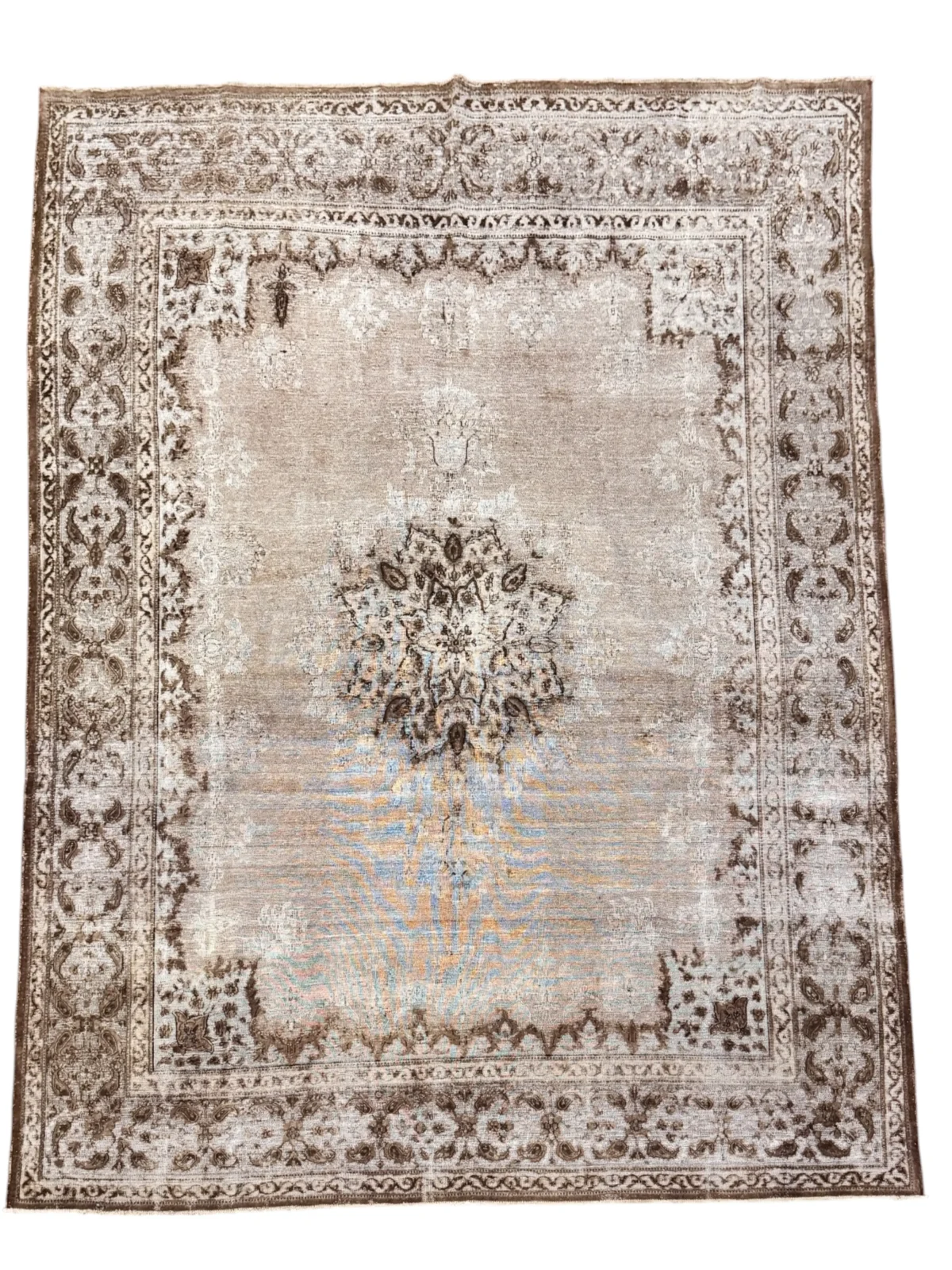 Tappeto Vintage Antico Rettangolare 379x288 cm in Lana – Motivo Floreale e Geometrico - immagine 1