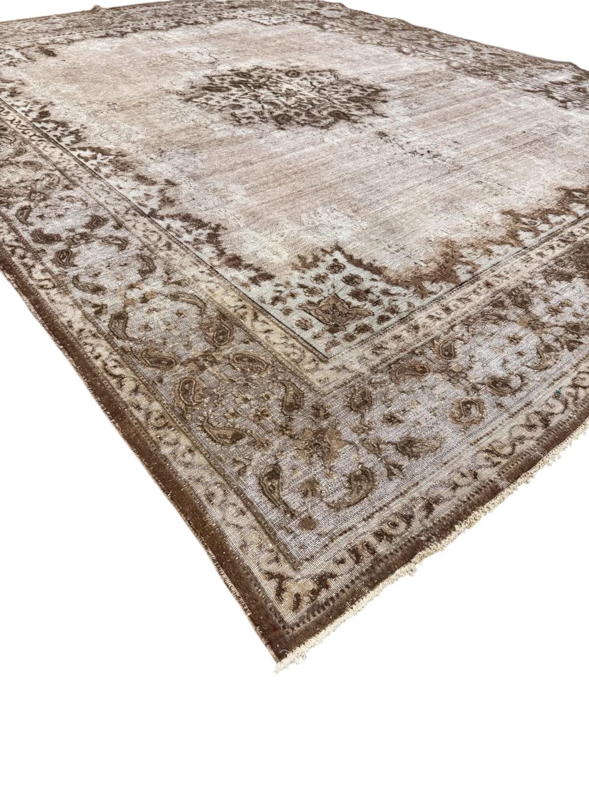 Tappeto Vintage Antico Rettangolare 379x288 cm in Lana – Motivo Floreale e Geometrico - immagine 8