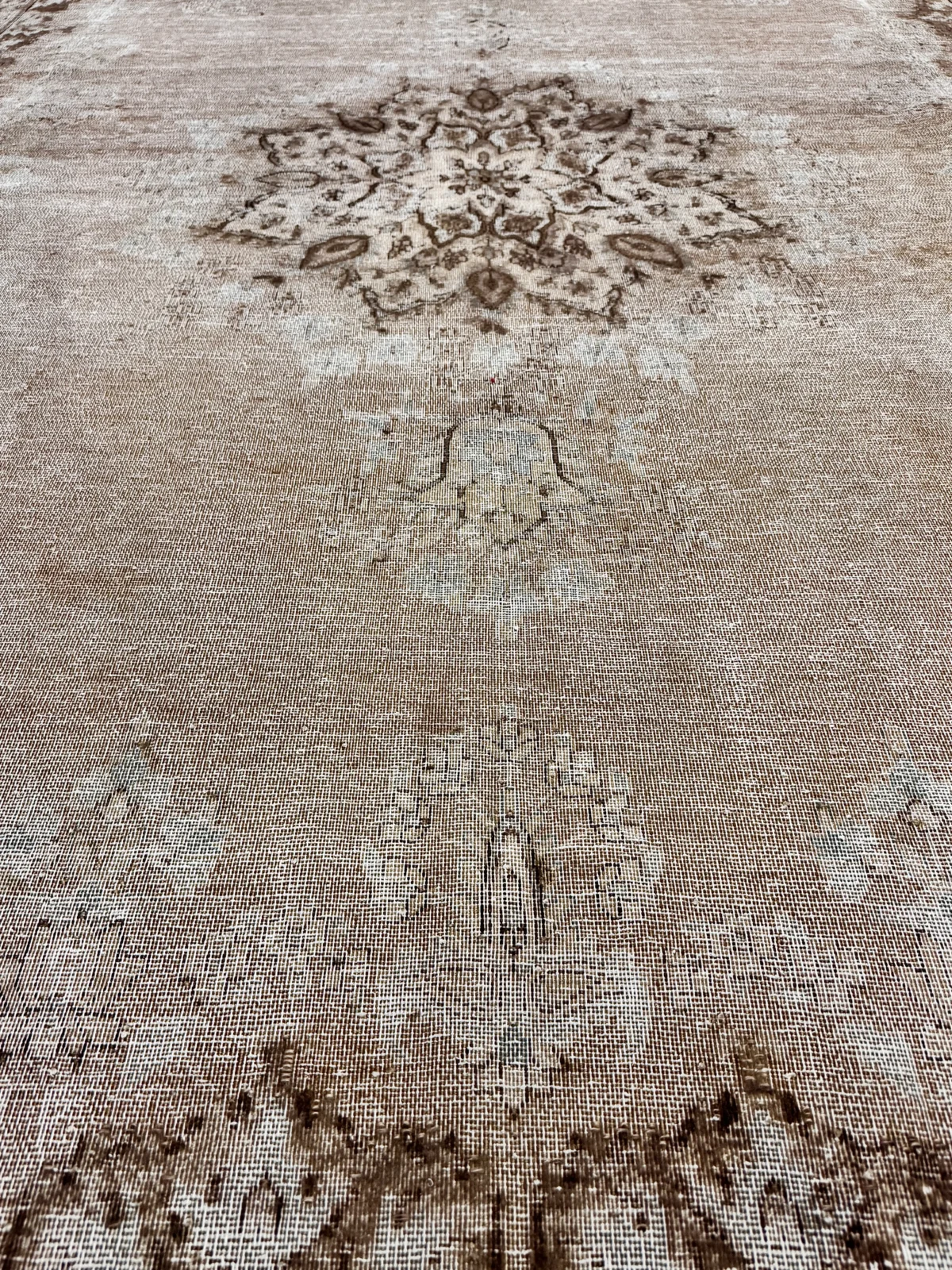 Tappeto Vintage Antico Rettangolare 379x288 cm in Lana – Motivo Floreale e Geometrico - immagine 6