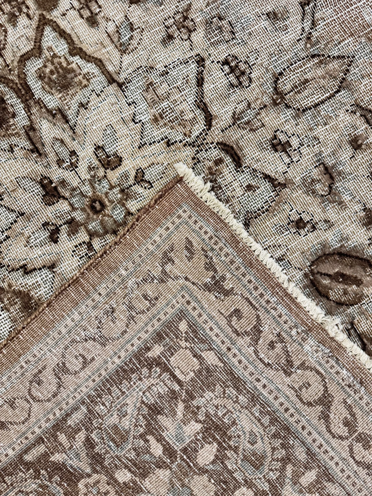 Tappeto Vintage Antico Rettangolare 379x288 cm in Lana – Motivo Floreale e Geometrico - immagine 2