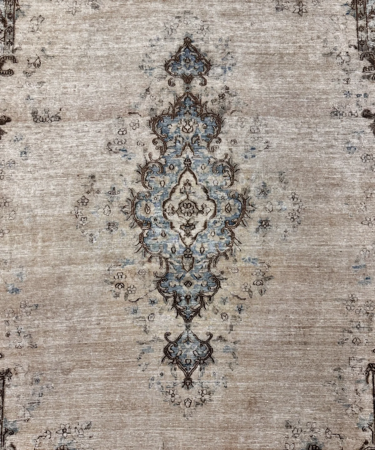 Tappeto Vintage Antico Beige con Motivi Floreali e Geometrici – 411x300 cm, Annodato a Mano in Lana - immagine 2