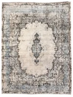 Tappeto Vintage Antico Beige con Motivi Floreali e Geometrici – 411x300 cm, Annodato a Mano in Lana