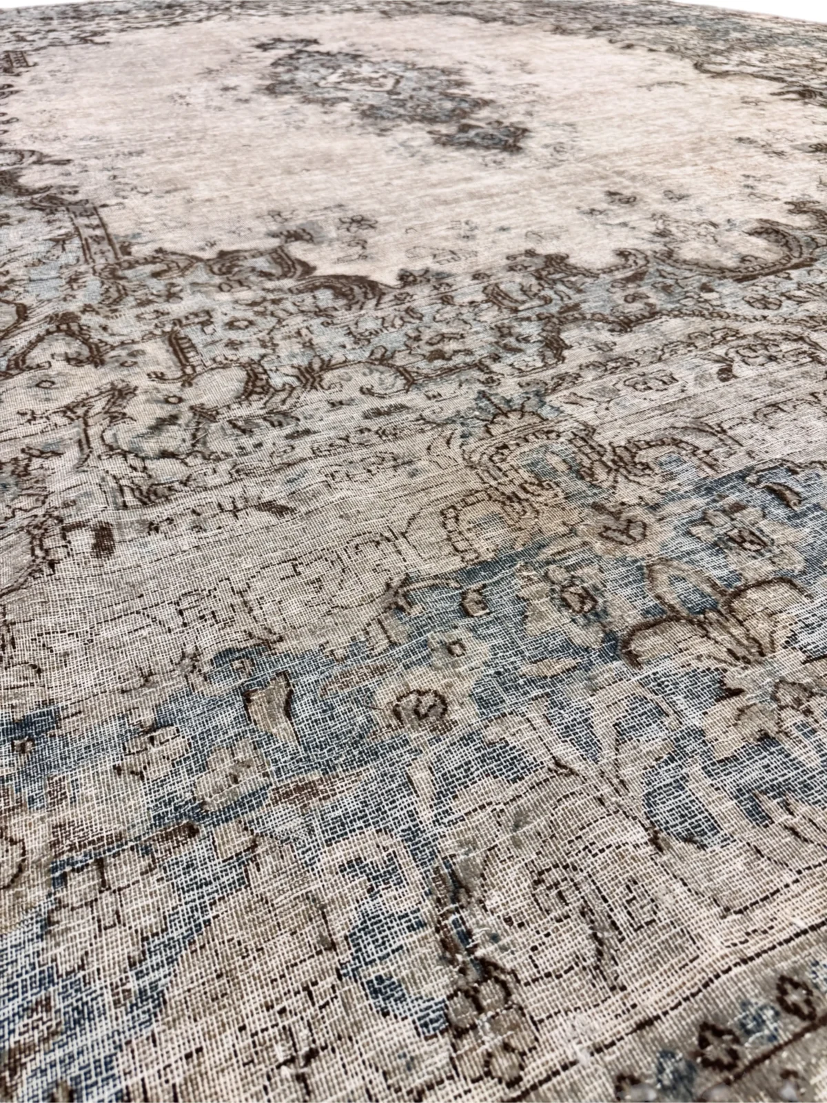 Tappeto Vintage Antico Beige con Motivi Floreali e Geometrici – 411x300 cm, Annodato a Mano in Lana - immagine 7