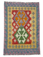 Tappeto Kilim Afghano 151x103 cm – Geometrico Artigianale in Lana Colorata