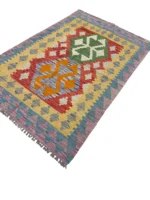 Tappeto Kilim Afghano 151x103 cm – Geometrico Artigianale in Lana Colorata - immagine 4