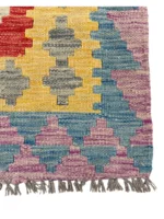 Tappeto Kilim Afghano 151x103 cm – Geometrico Artigianale in Lana Colorata - immagine 3