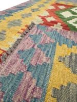 Tappeto Kilim Afghano 151x103 cm – Geometrico Artigianale in Lana Colorata - immagine 2