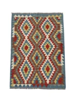 Tappeto Kilim Afghano 152x109 cm in Lana – Motivo Geometrico Colorato Fatto a Mano