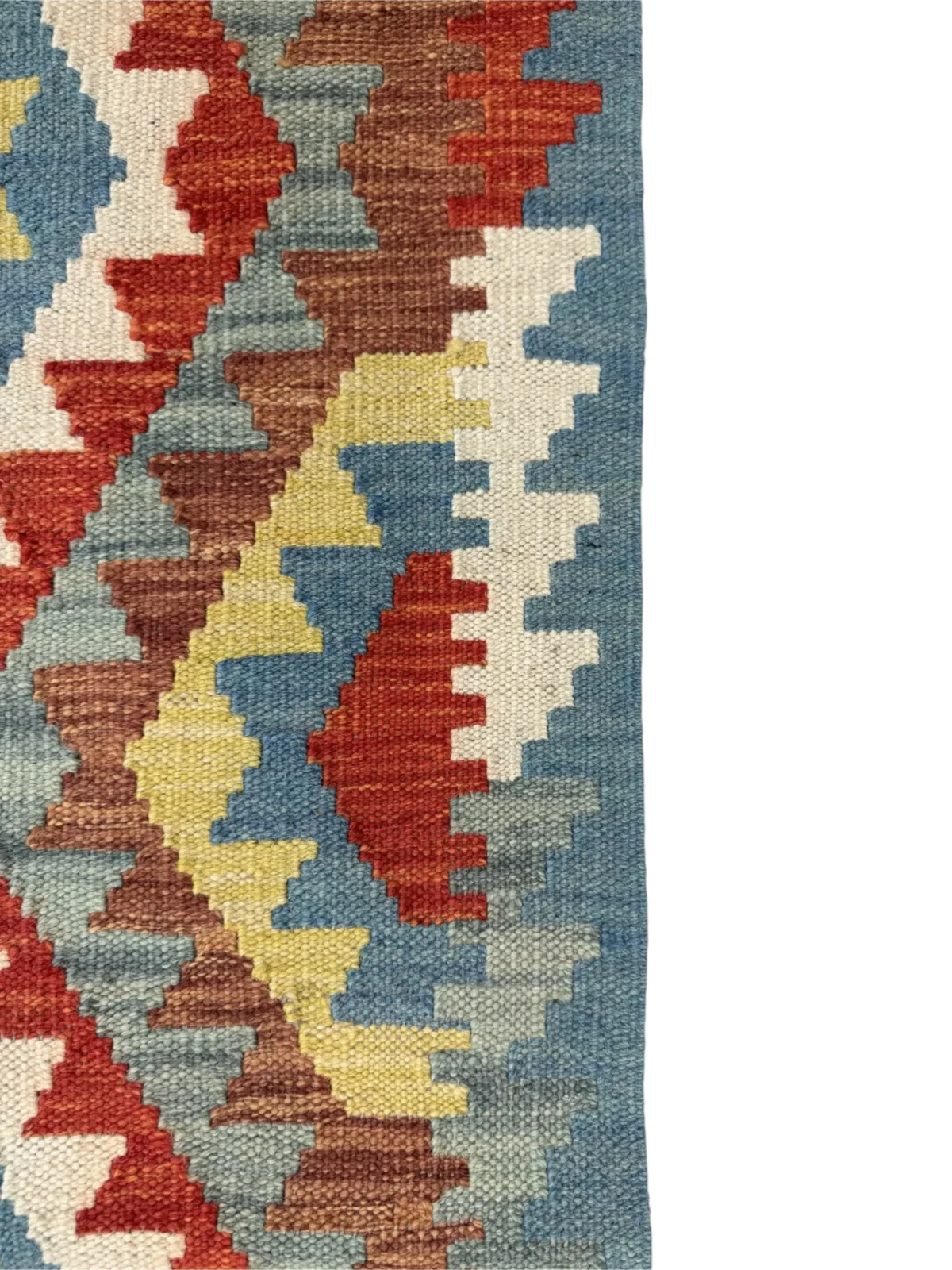 Tappeto Kilim Afghano 152x109 cm in Lana – Motivo Geometrico Colorato Fatto a Mano - immagine 3