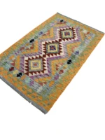Tappeto Kilim Afghano 160x101 cm – Fatto a Mano in Lana, Design Geometrico Etnico Multicolore per Salotto o Camera da Letto - immagine 6