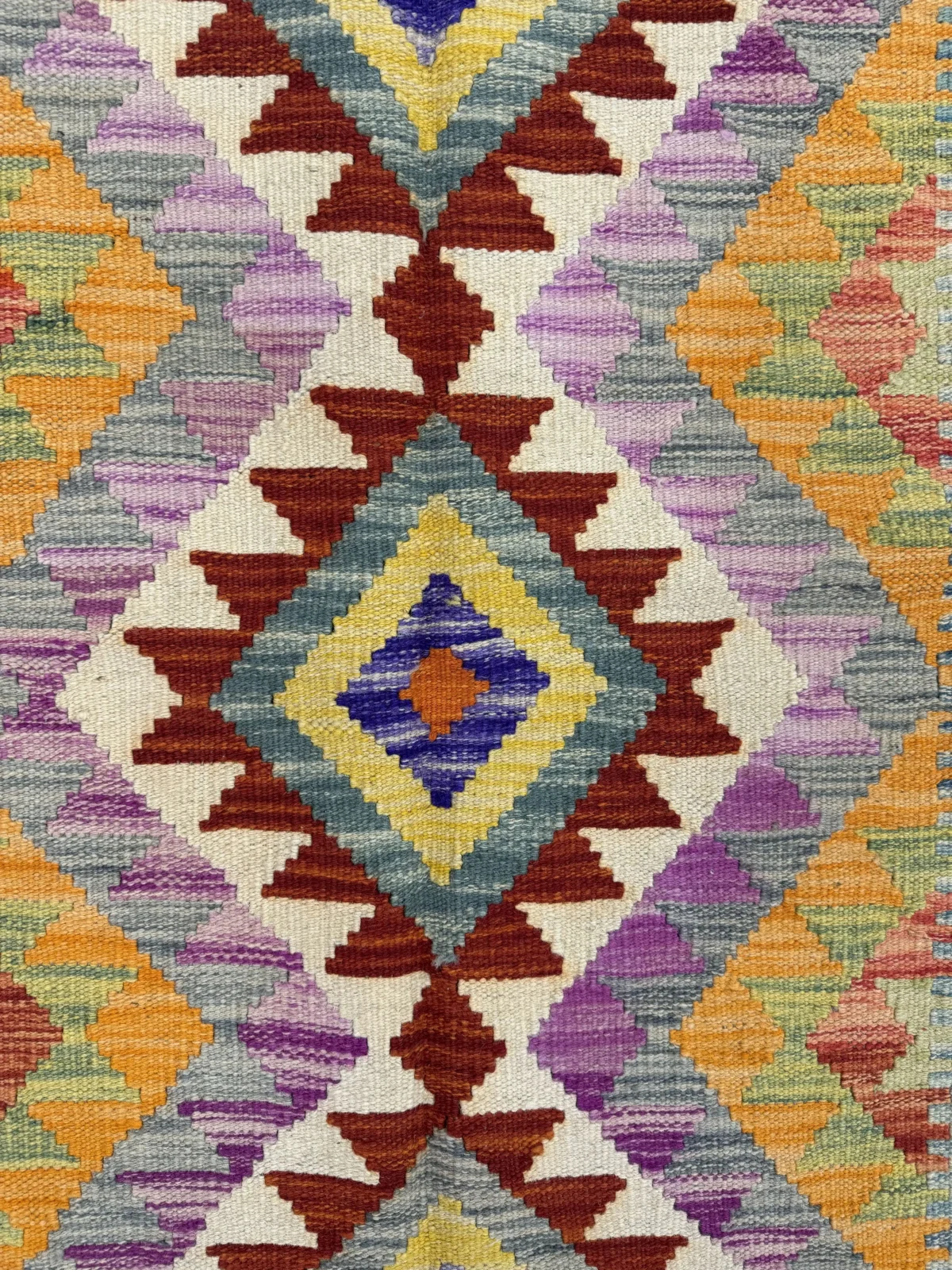 Tappeto Kilim Afghano 160x101 cm – Fatto a Mano in Lana, Design Geometrico Etnico Multicolore per Salotto o Camera da Letto - immagine 4
