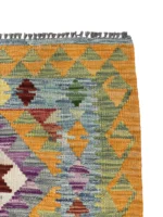 Tappeto Kilim Afghano 160x101 cm – Fatto a Mano in Lana, Design Geometrico Etnico Multicolore per Salotto o Camera da Letto - immagine 3