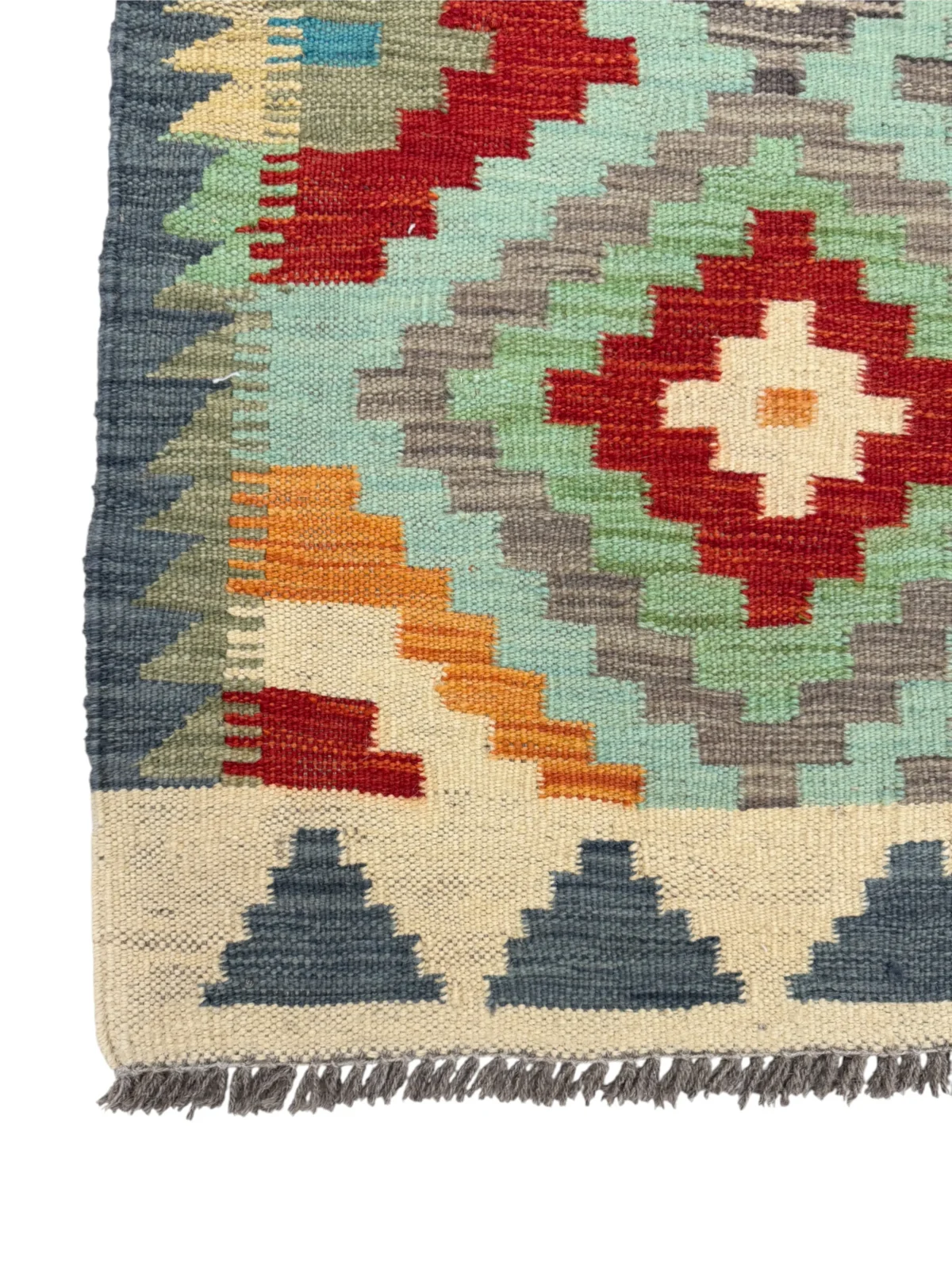 Tappeto Kilim 170x121 cm in Lana – Geometrico Multicolore Fatto a Mano - immagine 3